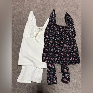 Women’s Long-Sleeve Square Neck Crop Top with Tie Bundle